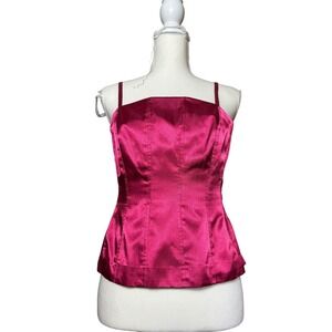 Vintage Susan Lucci Pink Satin Corset Bustier Top Strappy Square Neck Party‎ 4